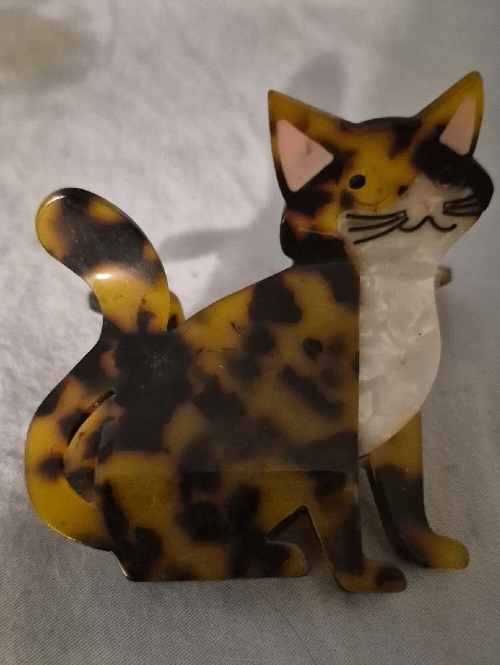 Pink Linen Tortoiseshell Cat Claw Hair Clip Acetate Stay Paws-sitive NWT